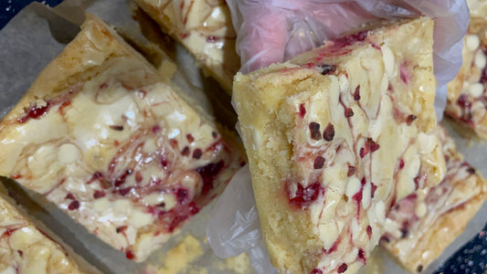 Raspberry & White Chocolate Blondie
