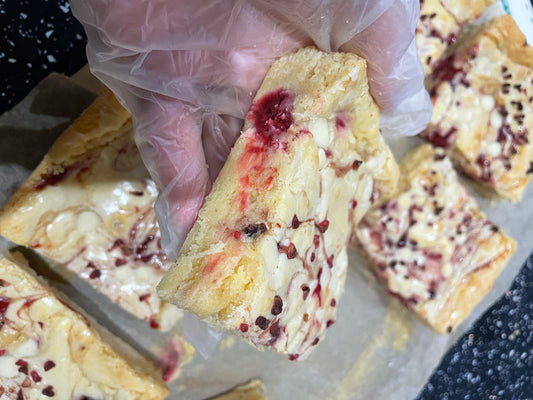 Raspberry & White Chocolate Blondie